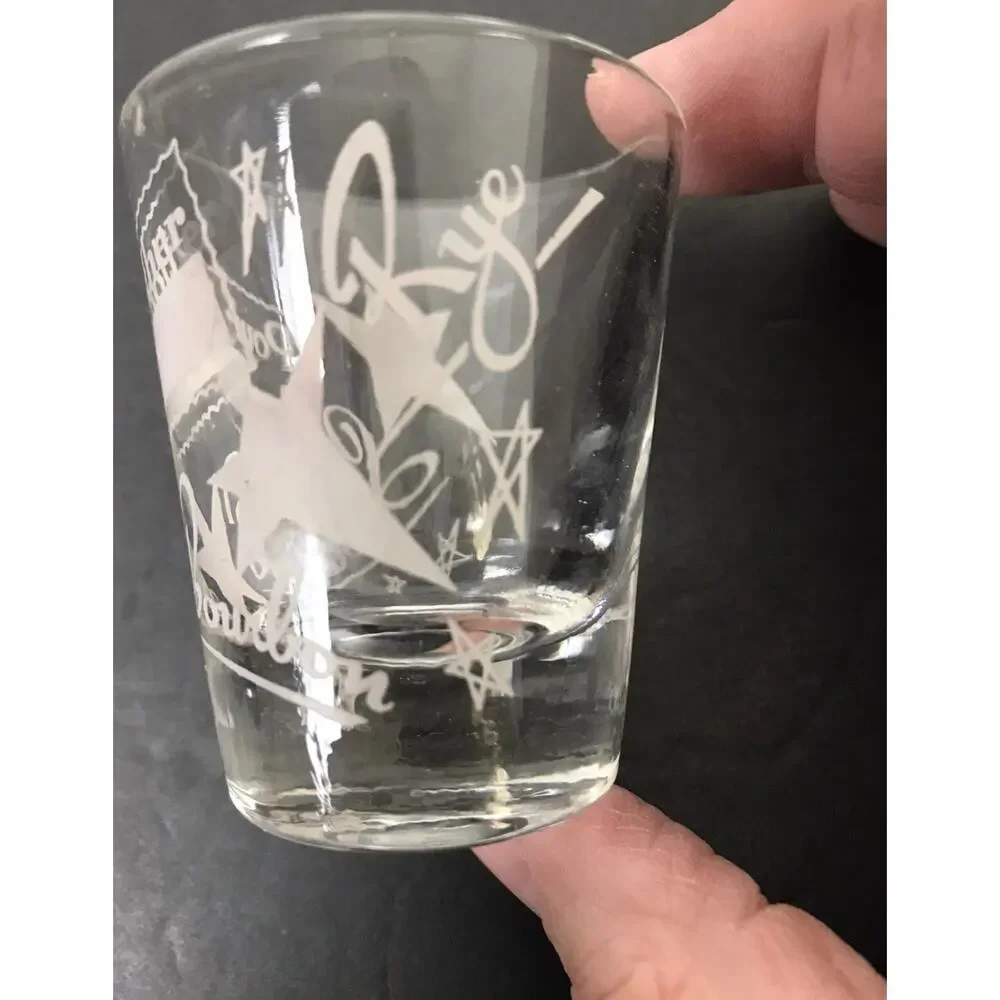 Shot Glasses Barware Set of 3 Atomic Burst Stars Party Drinkware Retro